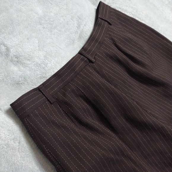 Striped Trousers Pants Women's Career Halter Brown Cream Size 12 Pant - Picture 11 of 14